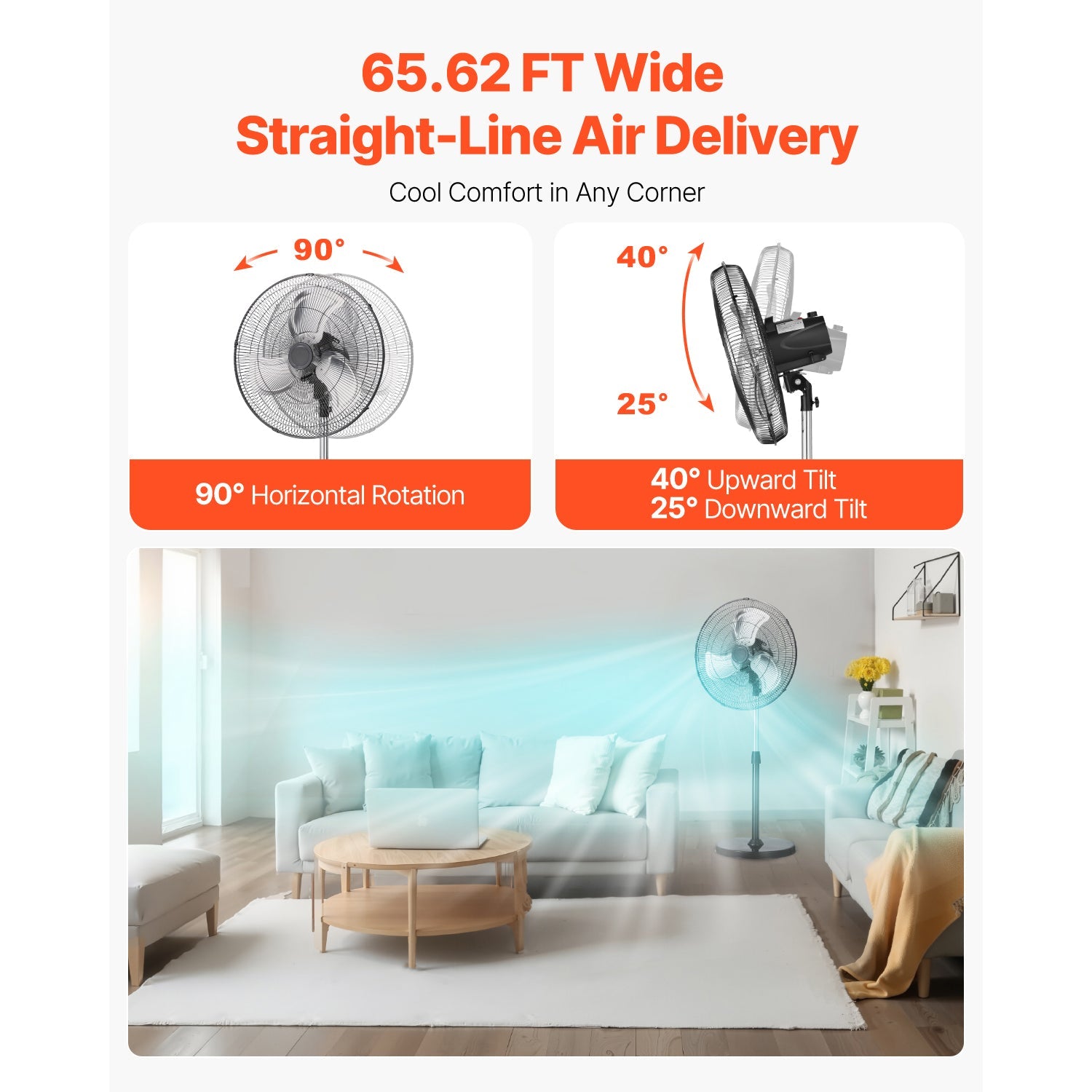 18" Industrial Pedestal Fan 3-Speed Oscillating Fan with Adjustable Height by HouseOfZazla