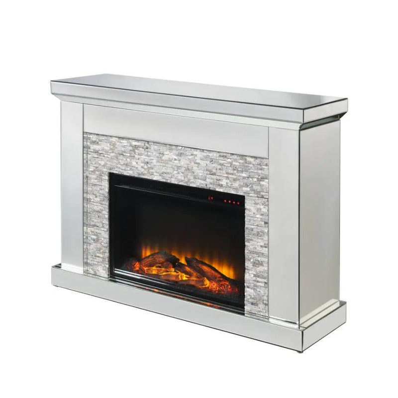 Laksha - Fireplace - Mirrored & Stone by Unique Piece Furniture