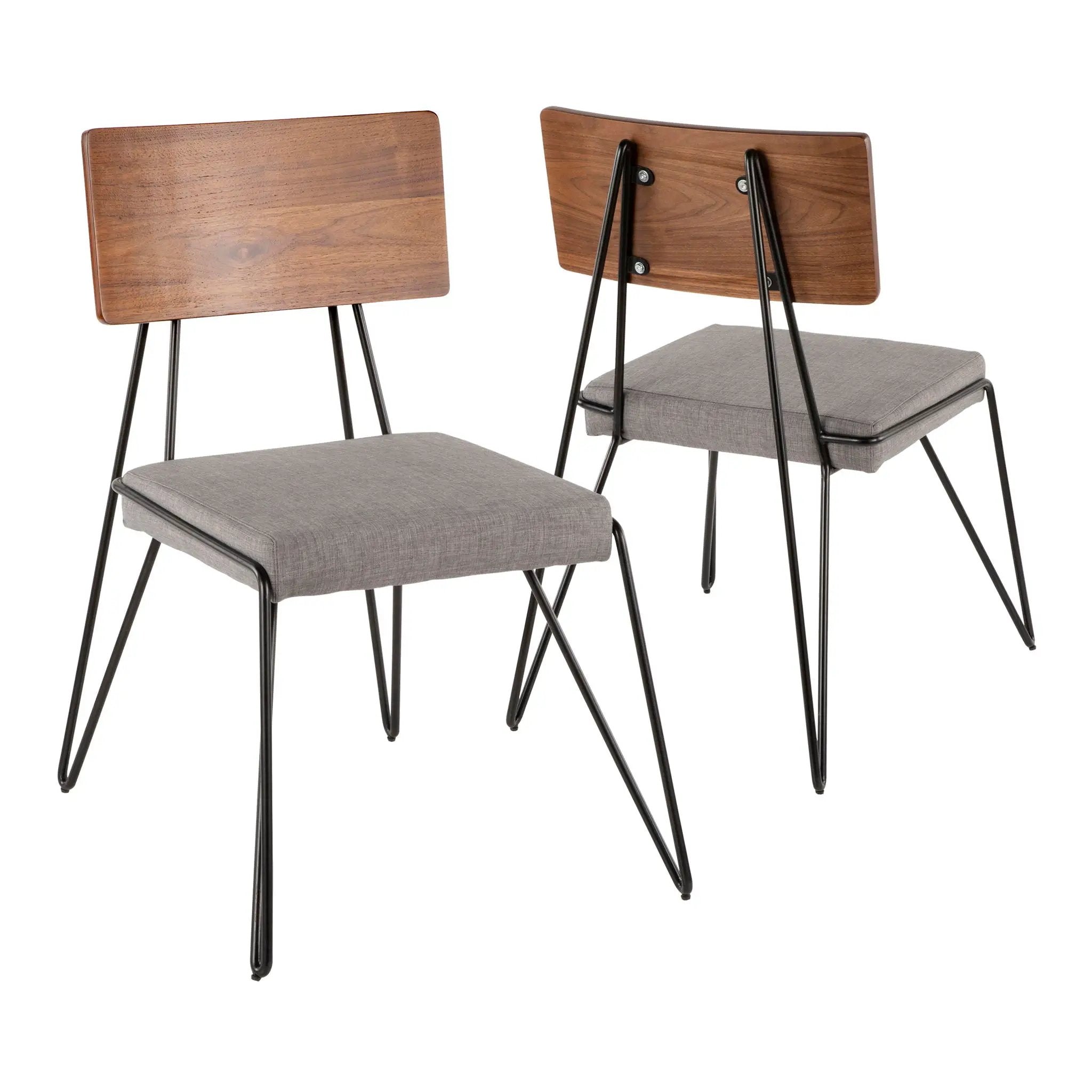 Loft - Mid-Century Modern Chair (Set of 2) - Black / Gray / Walnut by HouseOfZazla
