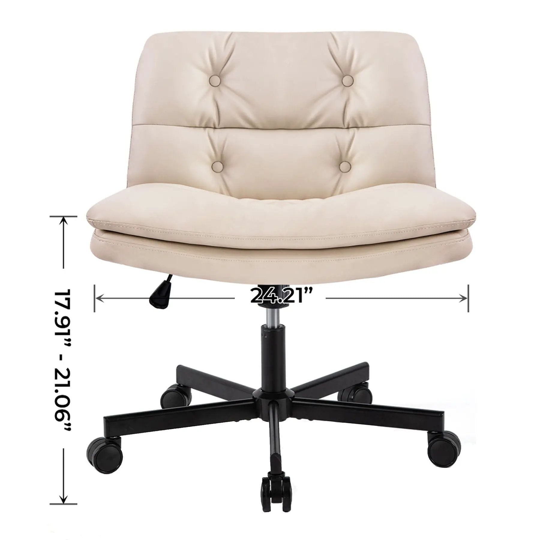 Large Size Swivel Home Office Desk Chair Armless Office Room Chair - Beige by HouseOfZazla