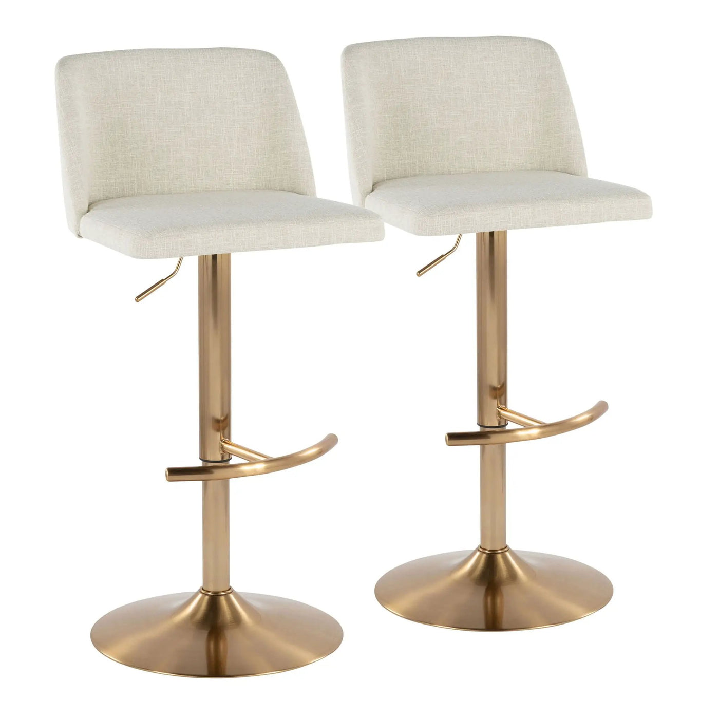 Toriano - Contemporary Adjustable Barstool Swivel With Rounded T Footrest (Set of 2) by HouseOfZazla
