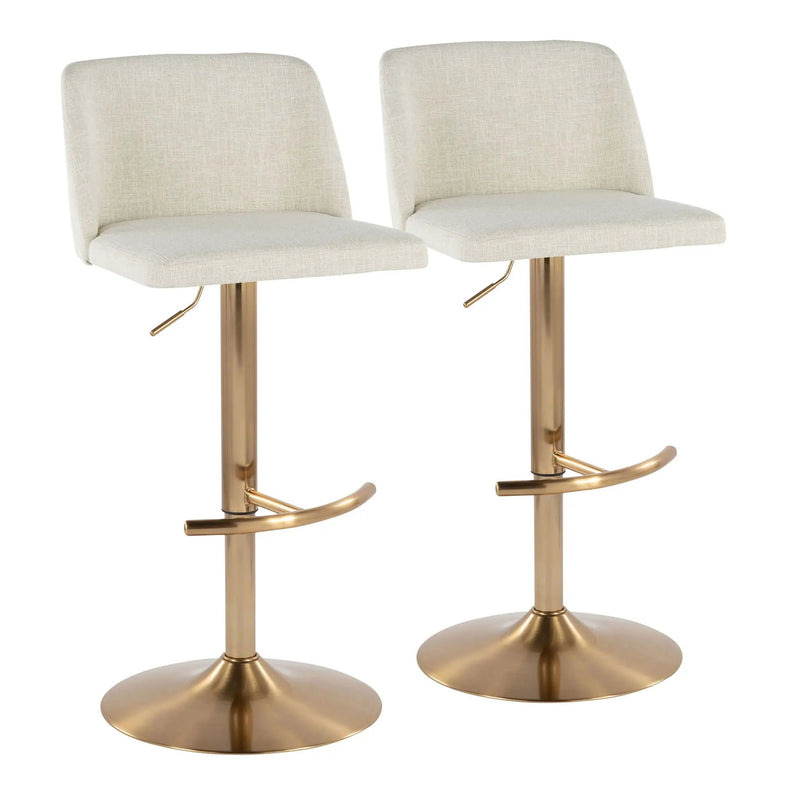 Toriano - Contemporary Adjustable Barstool Swivel With Rounded T Footrest (Set of 2) by HouseOfZazla
