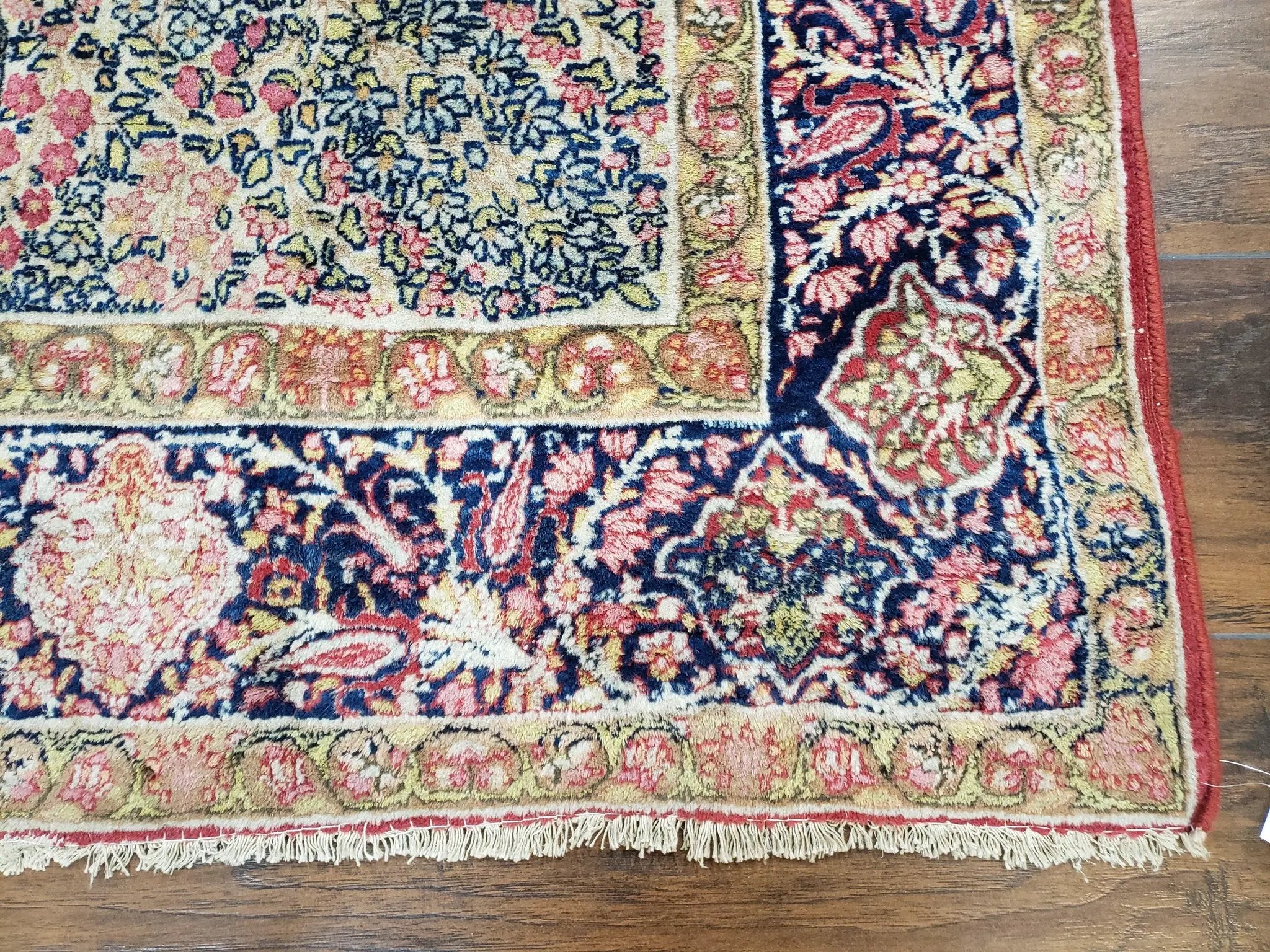 Antique Persian Kerman Lavar Rug 4.4 x 7.5, Highly Collectible Rare, 1880s Rug, Millefleurs, Cows, Wool Hand Knotted, Pictorial by Jewel Rugs