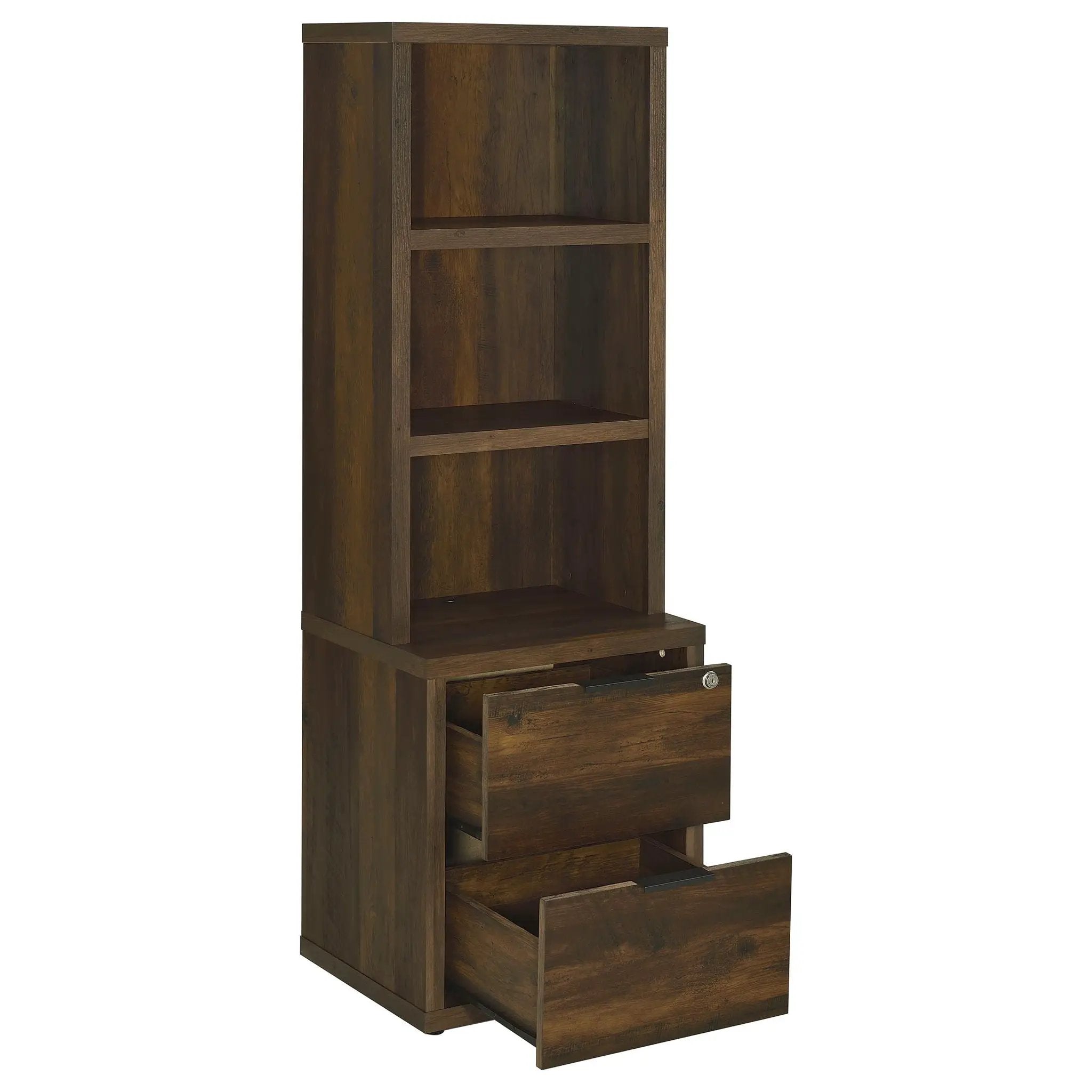 Westpark 3-shelf Bookcase USB and Lockable Drawer Dark Pine by Unique Piece Furniture