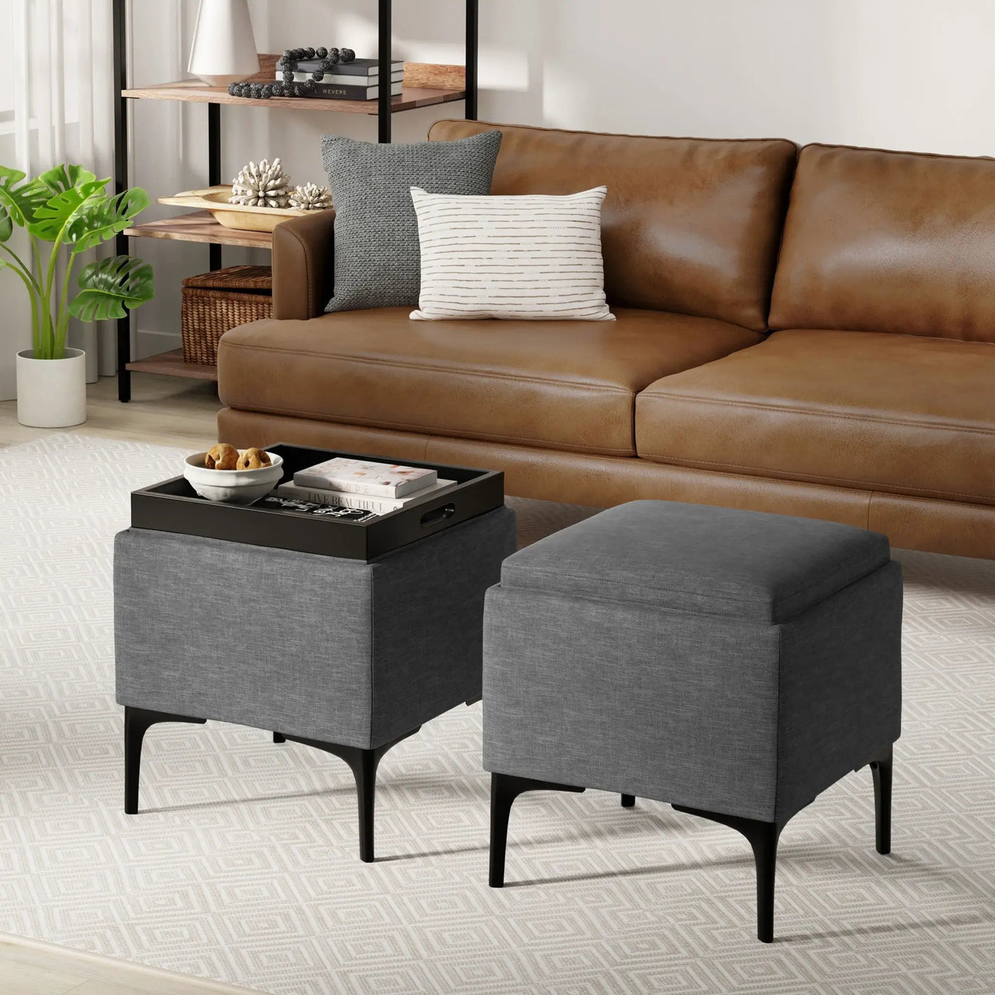 Natasha - Multifunctional Storage Ottoman With Tray by HouseOfZazla