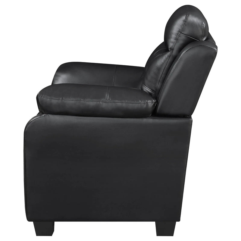Finley Upholstered Padded Arm Tufted Accent Chair Black by Unique Piece Furniture