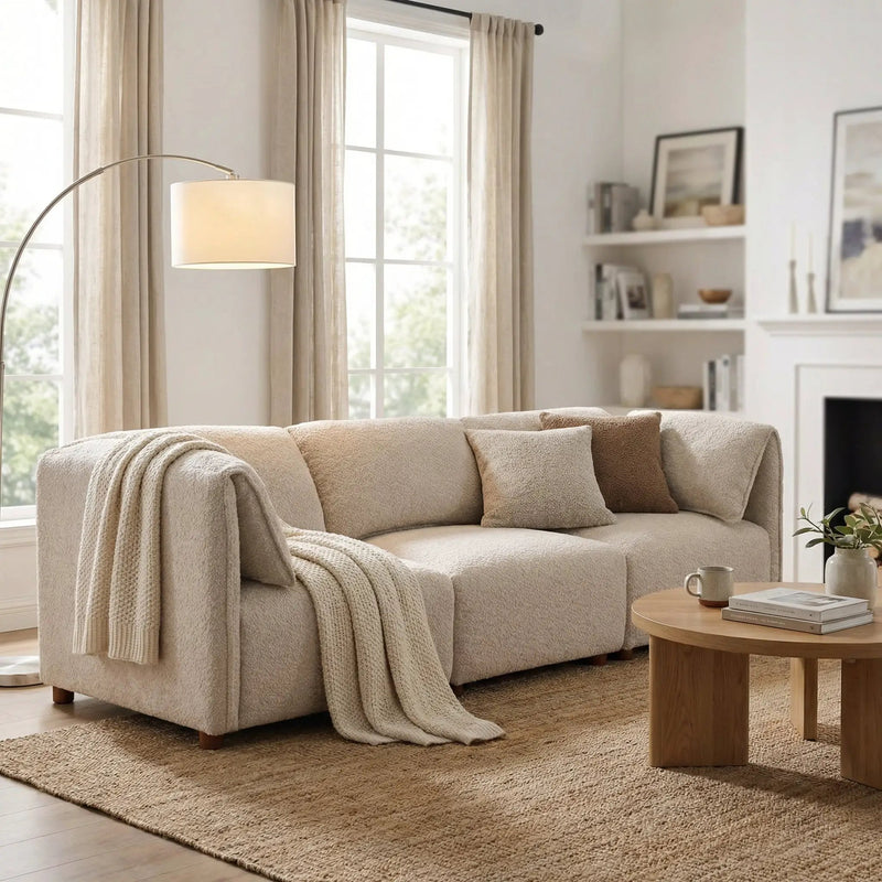 Aura 96 in. 3-Piece Boucle Modular Sectional Sofa by HouseOfZazla