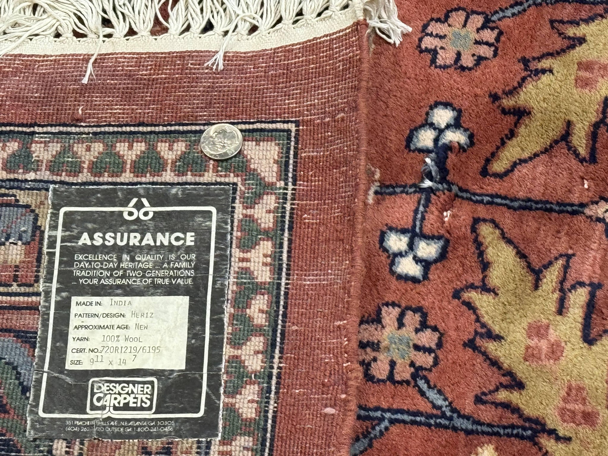 Indo Persian Heriz Rug 10x15, Allover Pattern, Large Wool Handmade Rug by Jewel Rugs