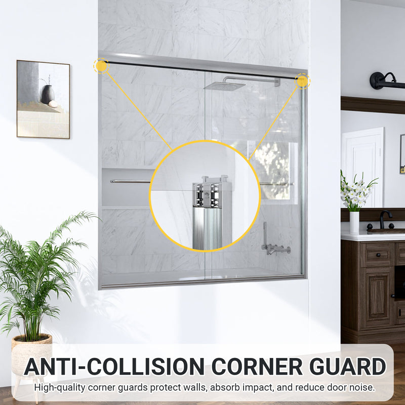 56-60"W x 60"H Semi-Frameless Double Sliding Shower Door by HouseOfZazla