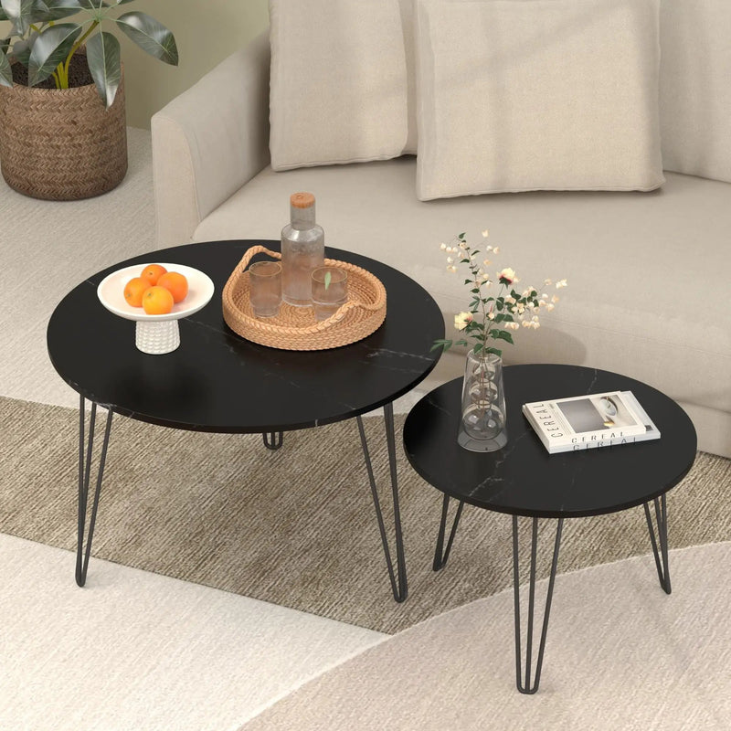 Round Nesting Coffee Table For Living Room (Set of 2) by Unique Piece Furniture