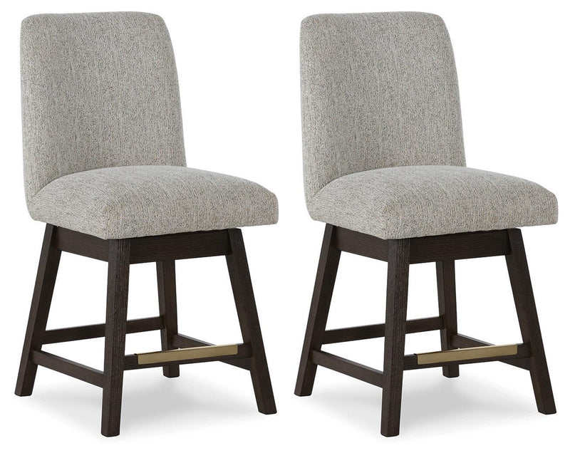 Burkhaus - Upholstered Swivel Barstool (Set of 2) - Beige / Dark Brown by Unique Piece Furniture
