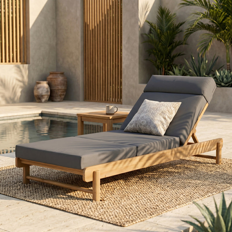 Light Teak Acacia Wood Chaise Lounge Set, photo 4 of 10