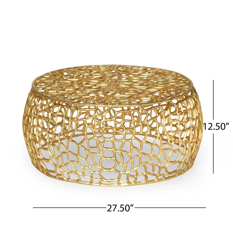 Modern Glam Mesh Coffee Table with Gold Accents and Aluminum Frame by HouseOfZazla