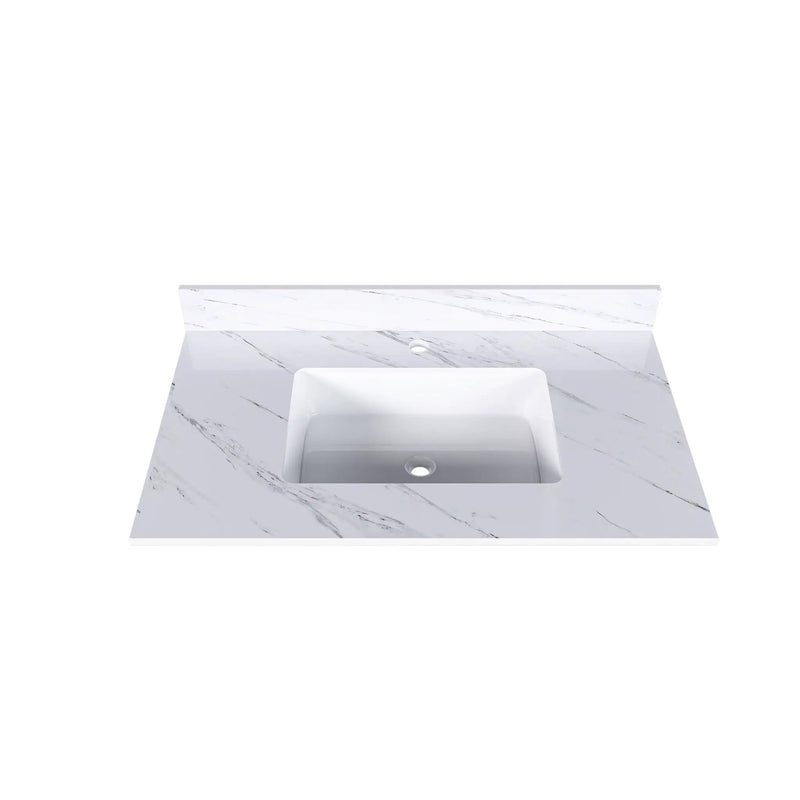 Bianco Carrara Venato Marble Vanity Top With Pre Drilled Faucet Hole And Undermount Sink by HouseOfZazla