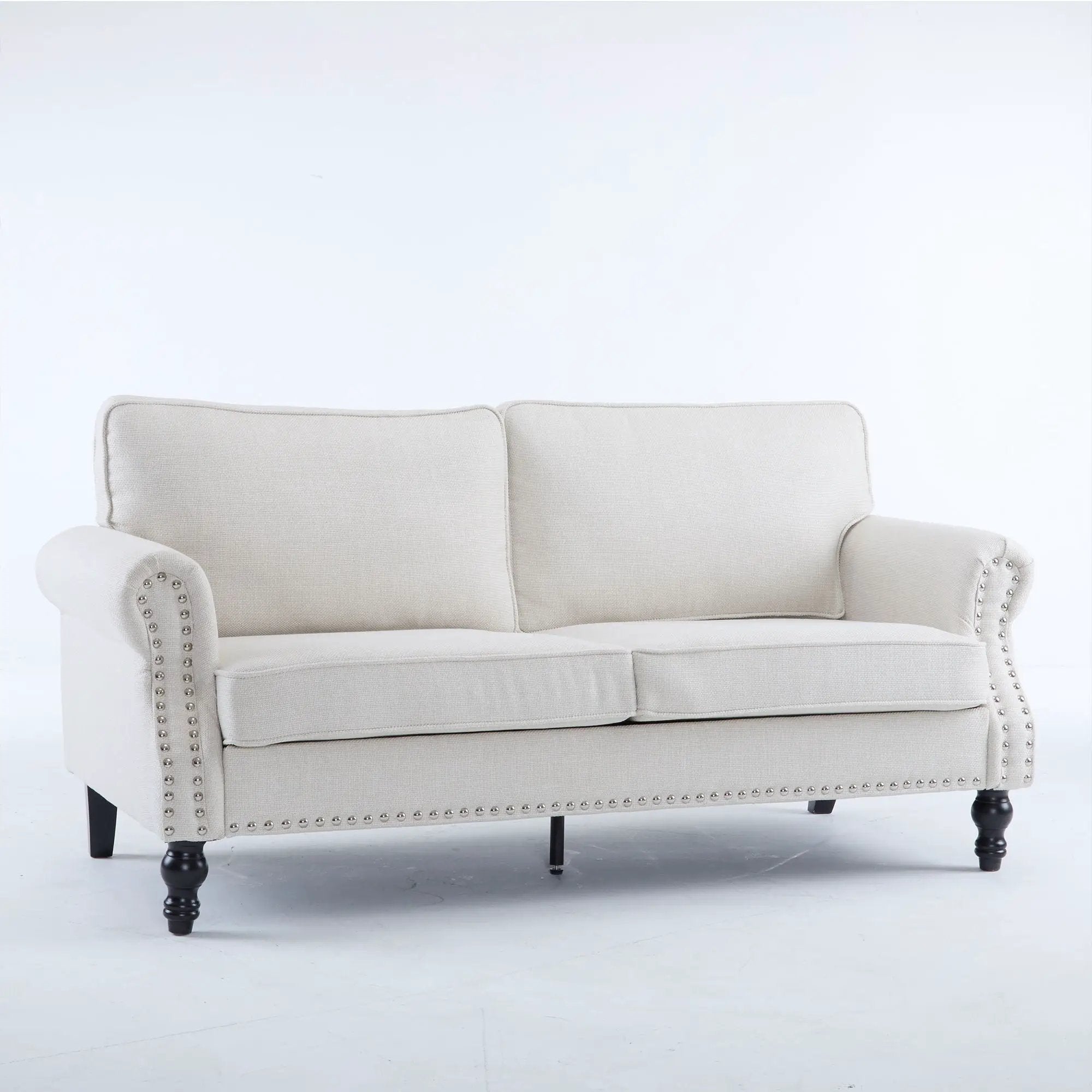 Rolled Arm Sofa With Nailhead Trim With Wooden Legs by Unique Piece Furniture