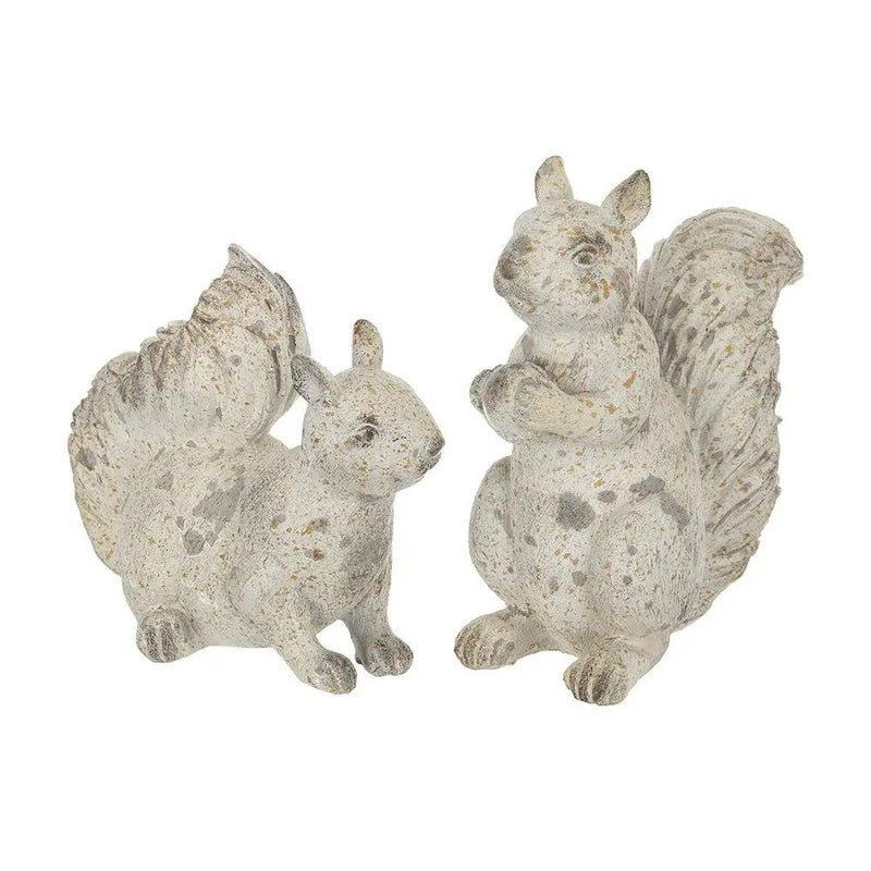 Resin Standing & Lying Down Squirrel Rustic, For Harvest Festival Fall Festival & Thanksgiving Table Decorations (Set of 2) - Antique Cream by HouseOfZazla