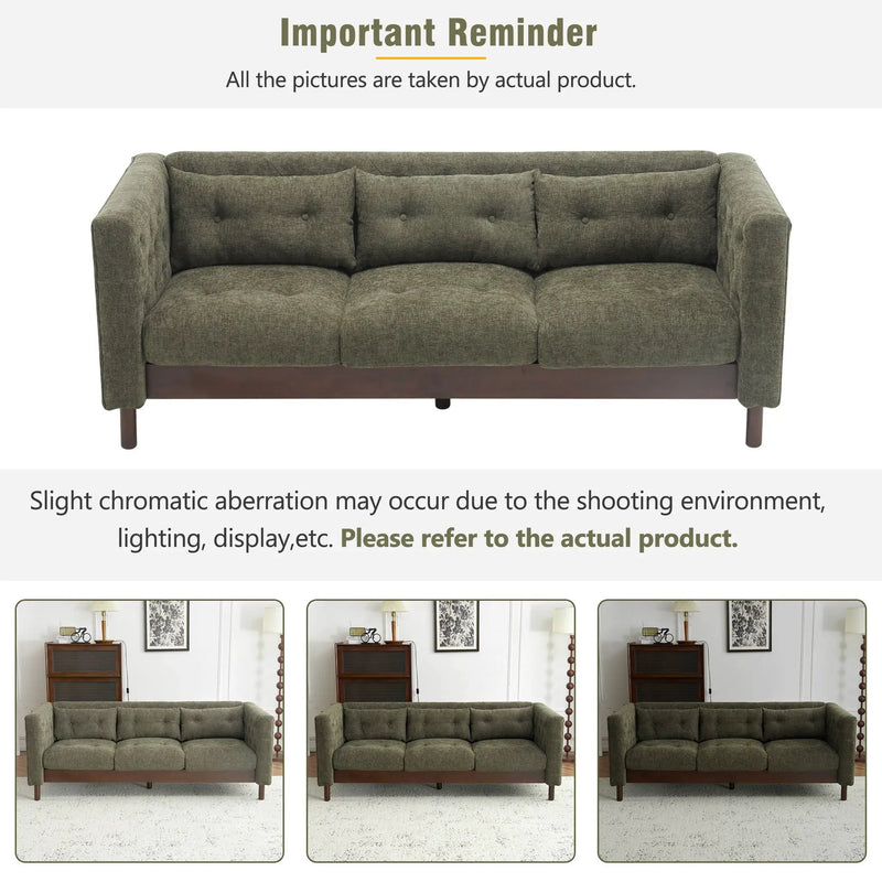Upholstered Sofa Modern 3 Seater Sofa Couch With Tufted Design For Living Room by HouseOfZazla