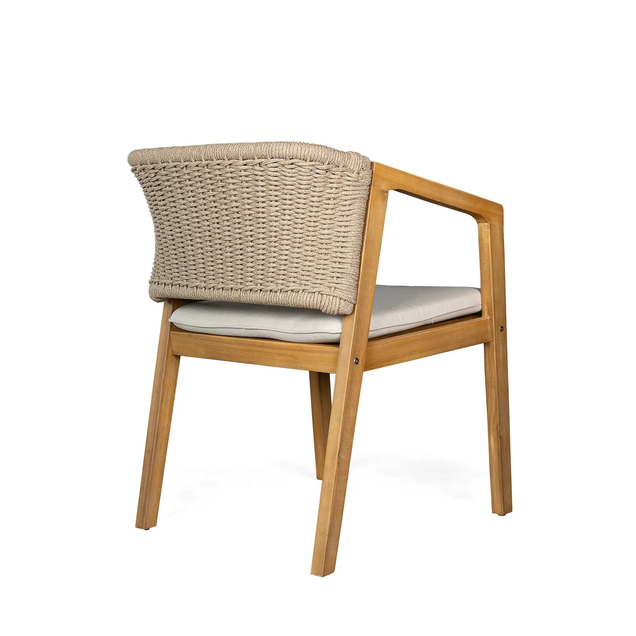 7-Piece Outdoor Dining Set, Acacia Wood Table & 6 Acacia Wood Rope Chairs by HouseOfZazla