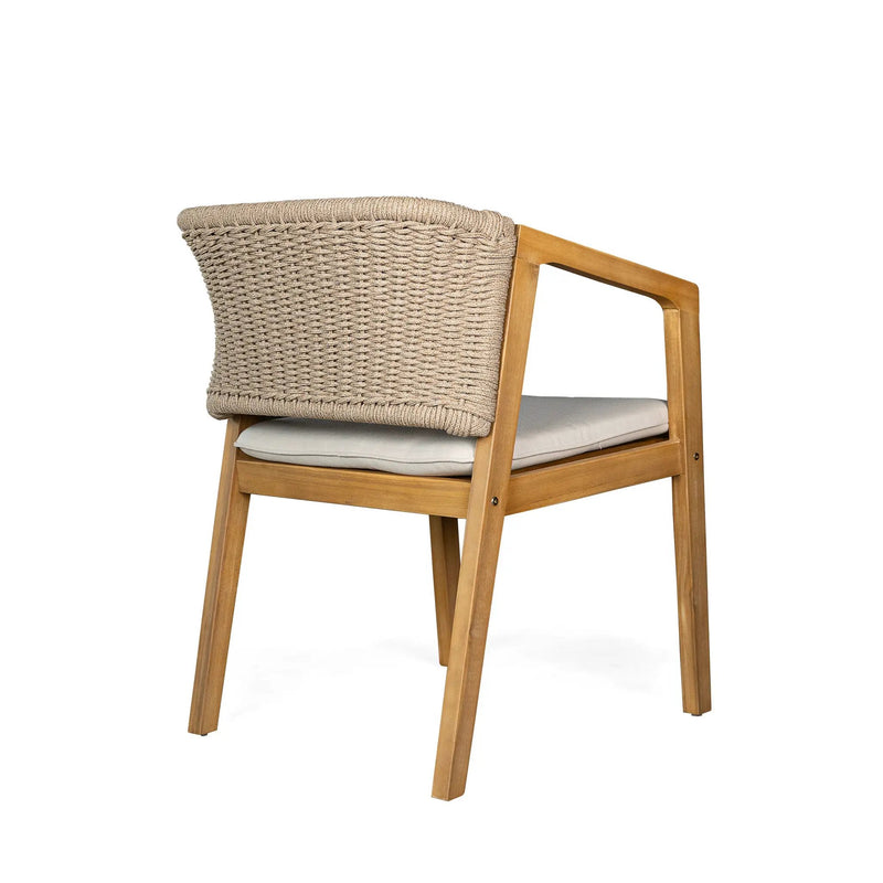 7-Piece Outdoor Dining Set, Acacia Wood Table & 6 Acacia Wood Rope Chairs by HouseOfZazla