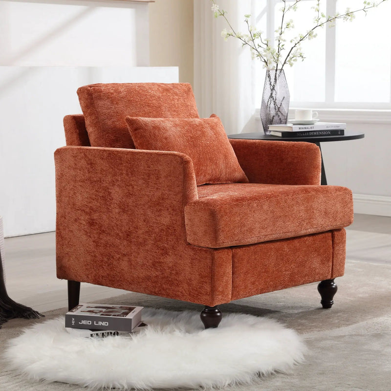 Modern Mid Century Wood Frame Armchair With Tufted Design by Unique Piece Furniture