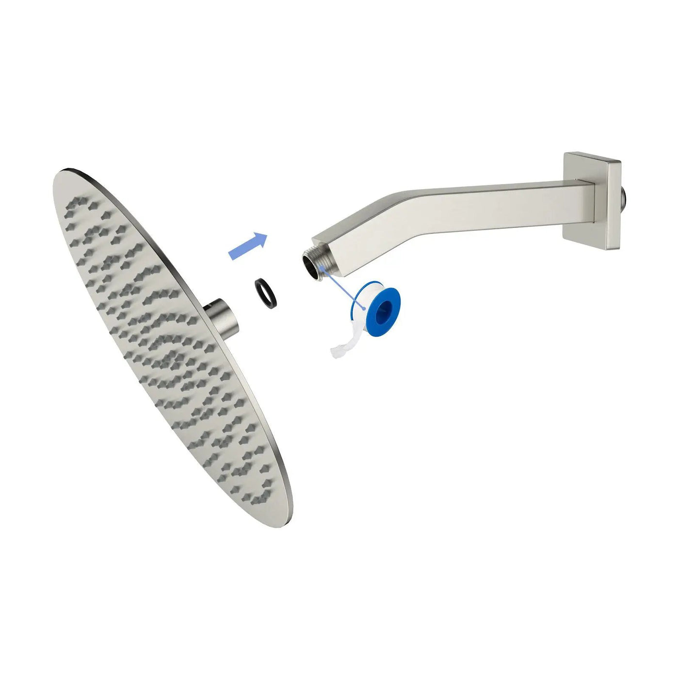 Elegant 6" Shower Arm With Flange, Stainless Steel Construction For Rain Shower Heads by HouseOfZazla