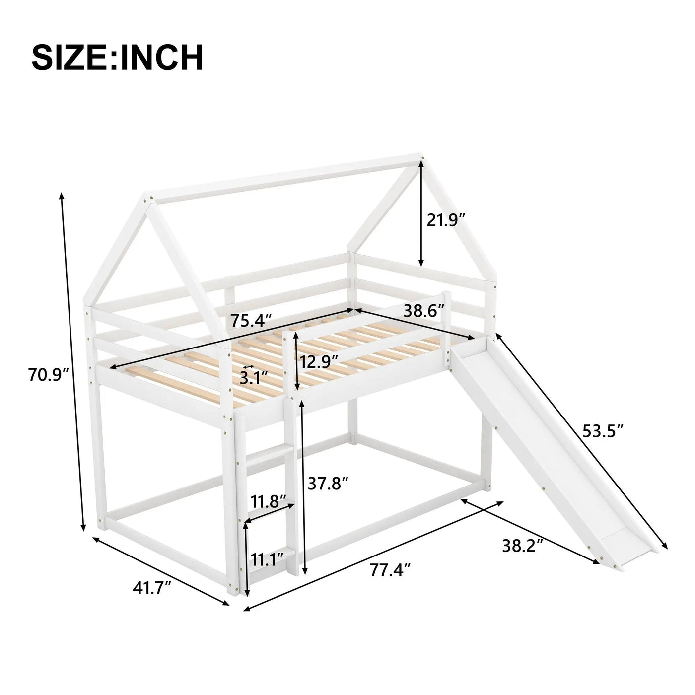 House Shape Bunk Bed With Slide And Ladder by HouseOfZazla