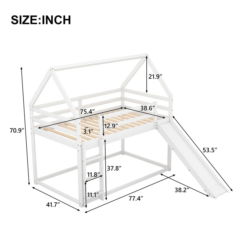 House Shape Bunk Bed With Slide And Ladder by HouseOfZazla