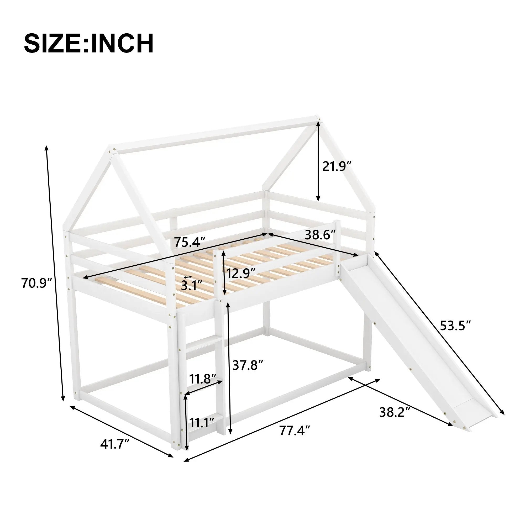 House Shape Bunk Bed With Slide And Ladder by Unique Piece Furniture