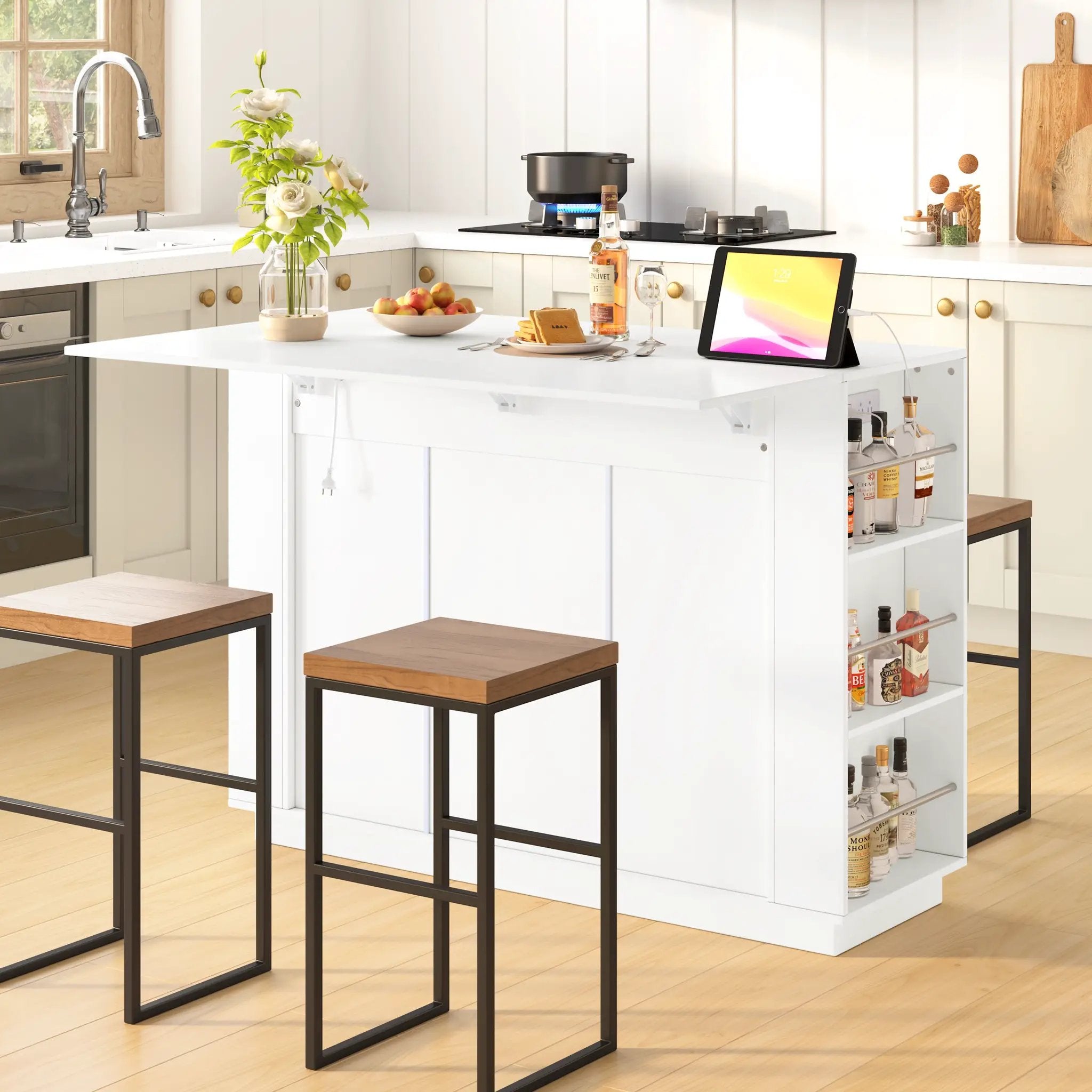 U-Style 47.2" Counter Height Table with Foldable Top & Power Outlet by HouseOfZazla