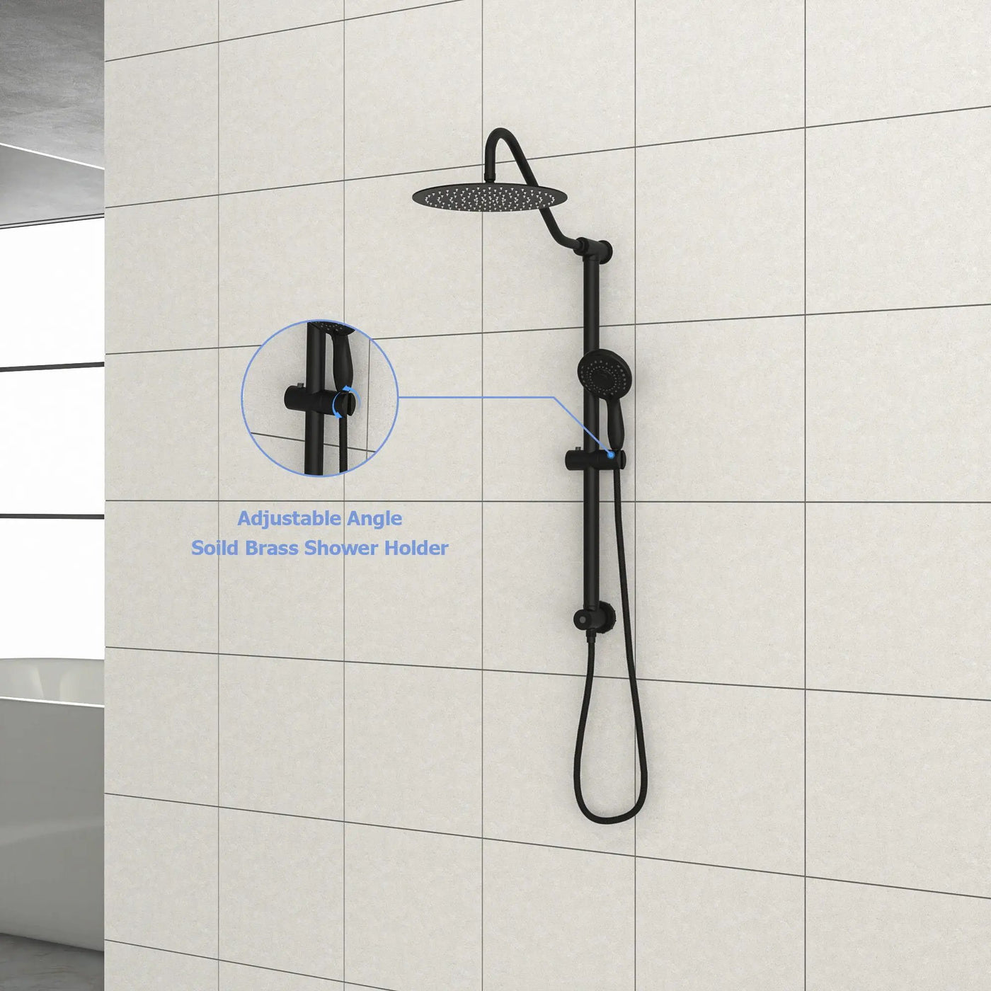 Shower System With 5 Function Rain Hand Shower And Slide Bar Combo by HouseOfZazla