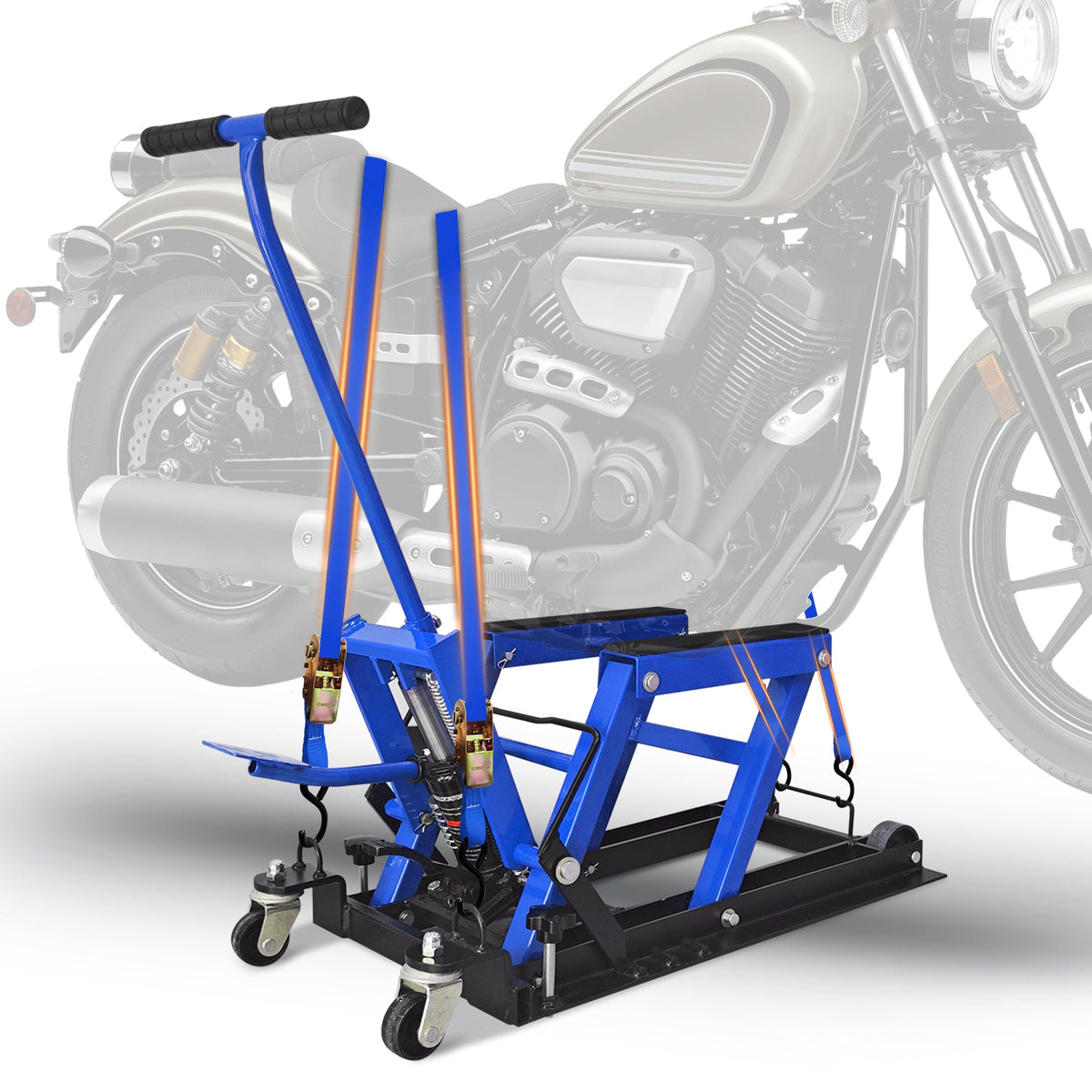 Hydraulic Motorcycle Lift Jack, 1500 LBS Capacity, ATV Scissor Lift Jack Portable Motorcycle Lift Table with 4 Casters, Hydraulic Foot-Operated Hoist Stand for Motorcycle ATV UTV Powersports, photo 4 of 10