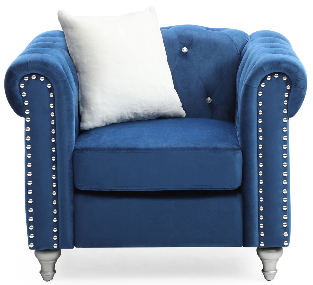 Contemporary Lounge Chair with Faux Jeweled Tufting - Multiple Colors, photo 16 of 26