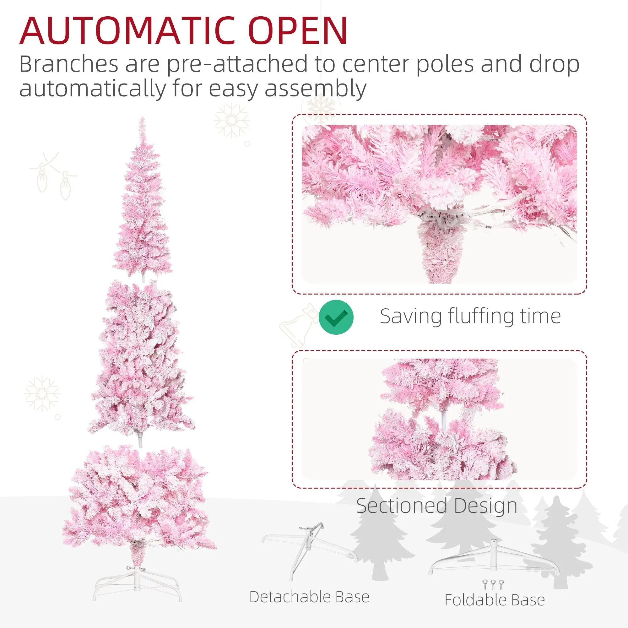 Homcom 7.5ft Prelit Snow Flocked Artificial Christmas Tree by HouseOfZazla