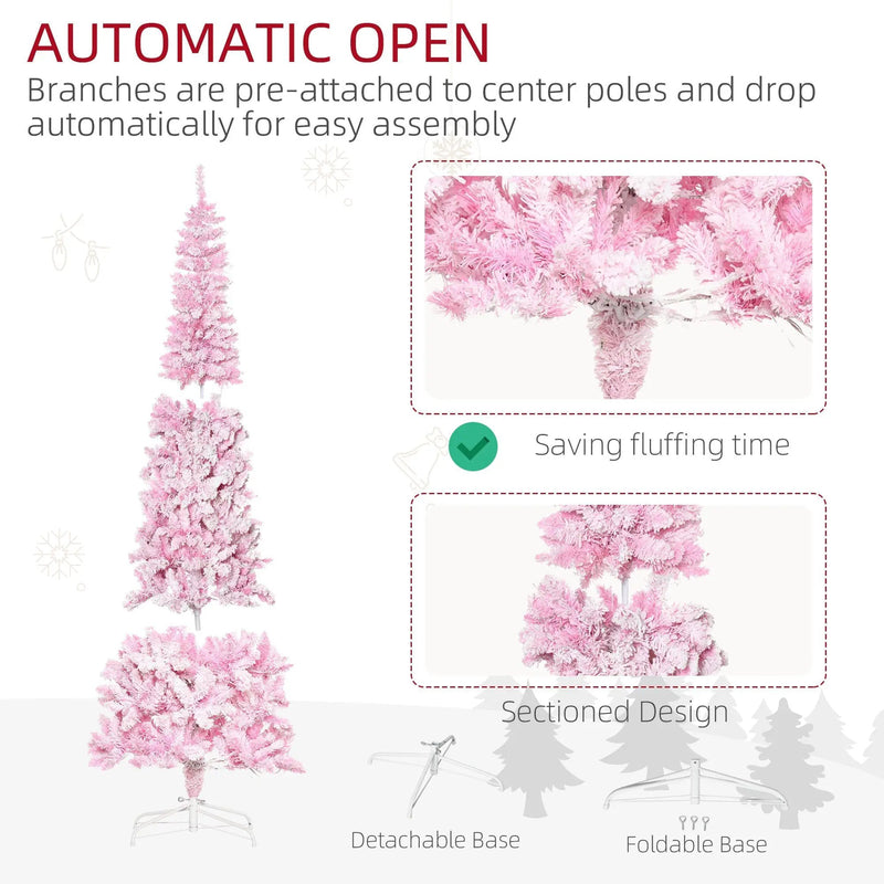 Homcom 7.5ft Prelit Snow Flocked Artificial Christmas Tree by HouseOfZazla