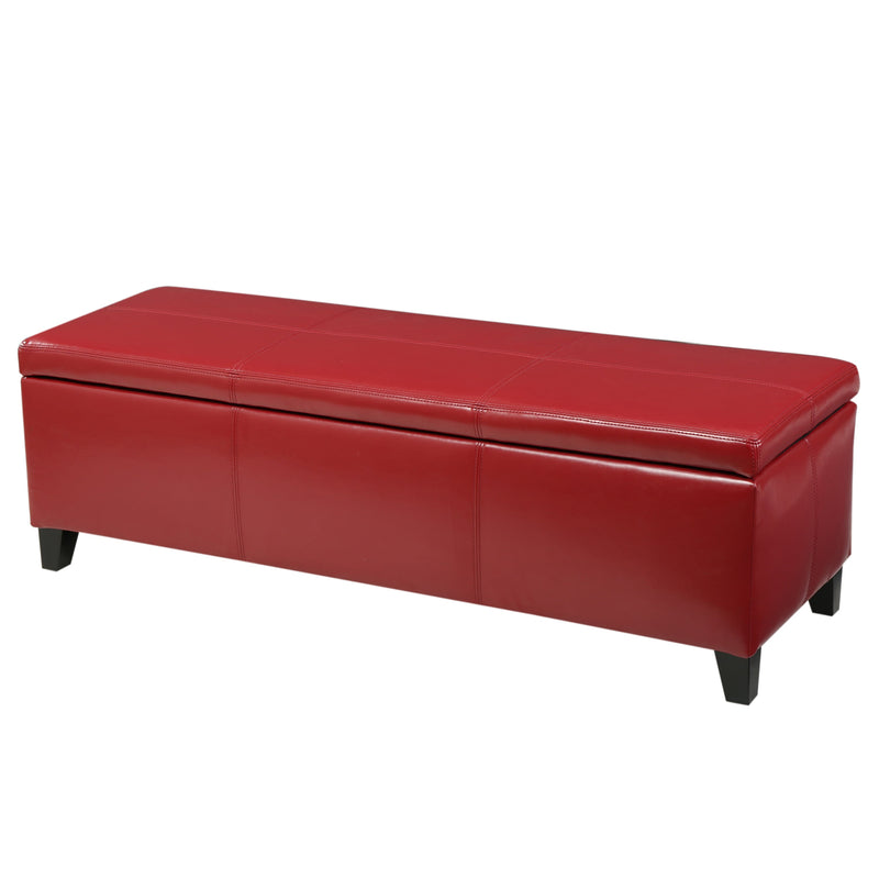 Upholstered PU Leather Storage Ottoman, Solid Wooden Legs by HouseOfZazla