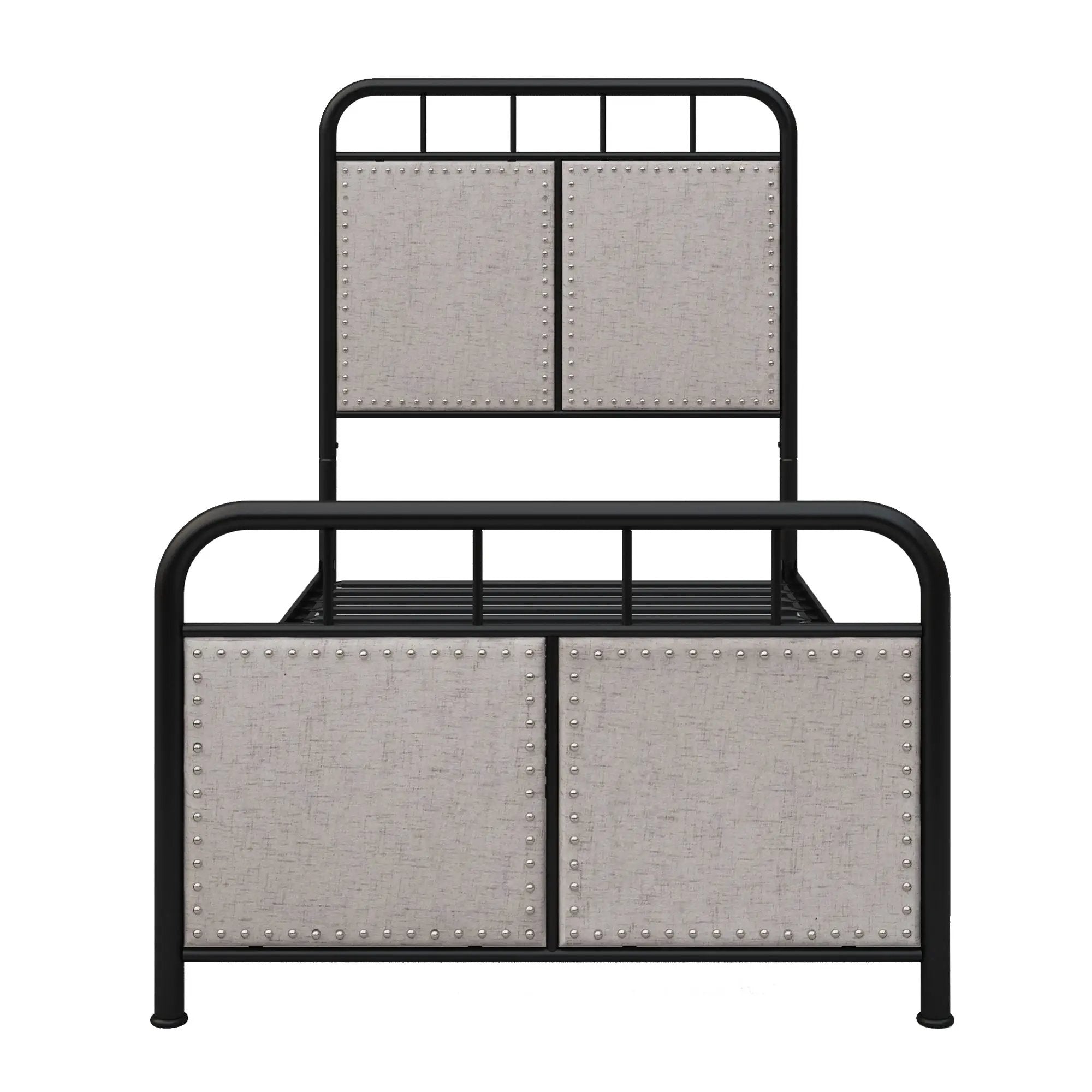 Twin Size Linen Upholstered Platform Metal Bed Frame with Fabric Headboard and Footboard by HouseOfZazla