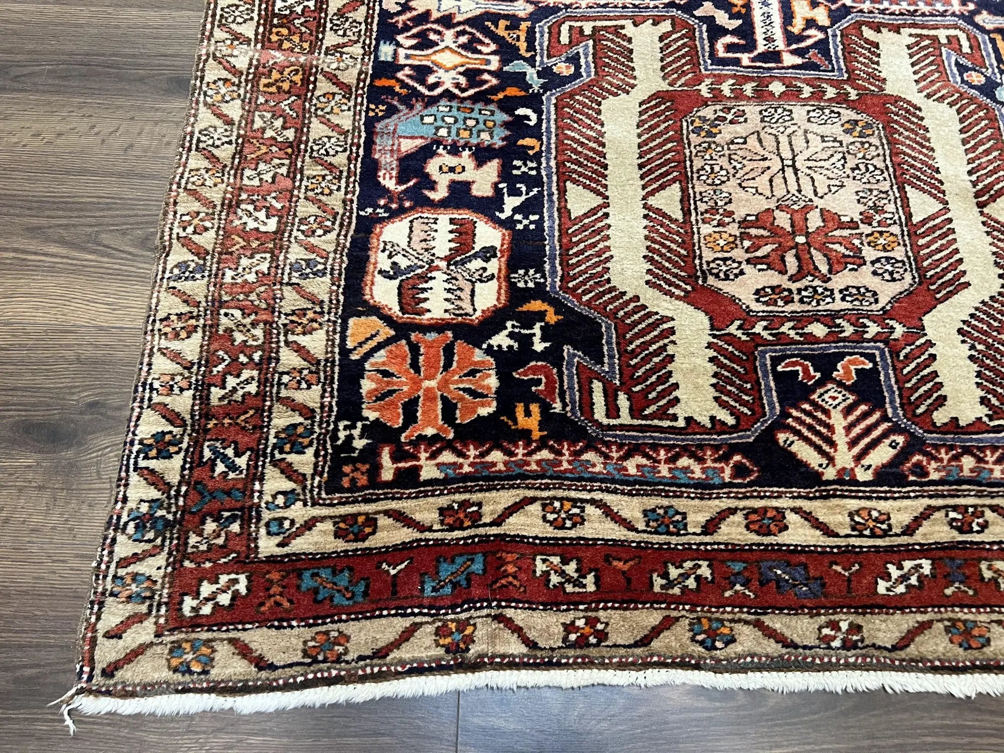 Persian Ardabil Wide Runner Rug 4x10 - Geometric Medallions & Animal Pictorials by Jewel Rugs