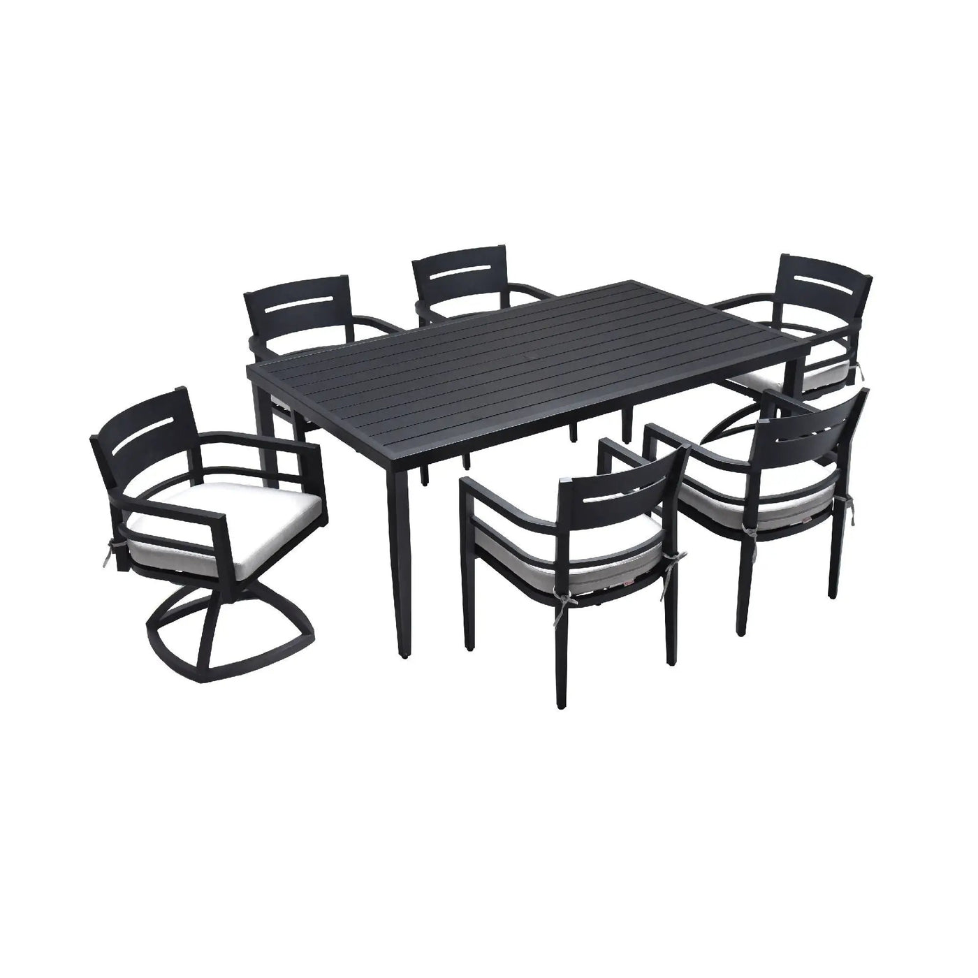 Outdoor Modern Dining Set, Chairs Sunbrella Cushioned And Dining Table With Umbrella Hole by Unique Piece Furniture
