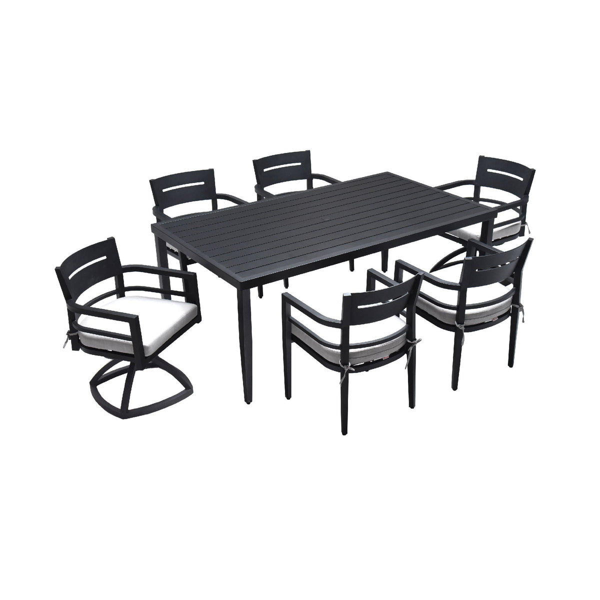 Outdoor Modern Dining Set with Sunbrella Cushions - Black