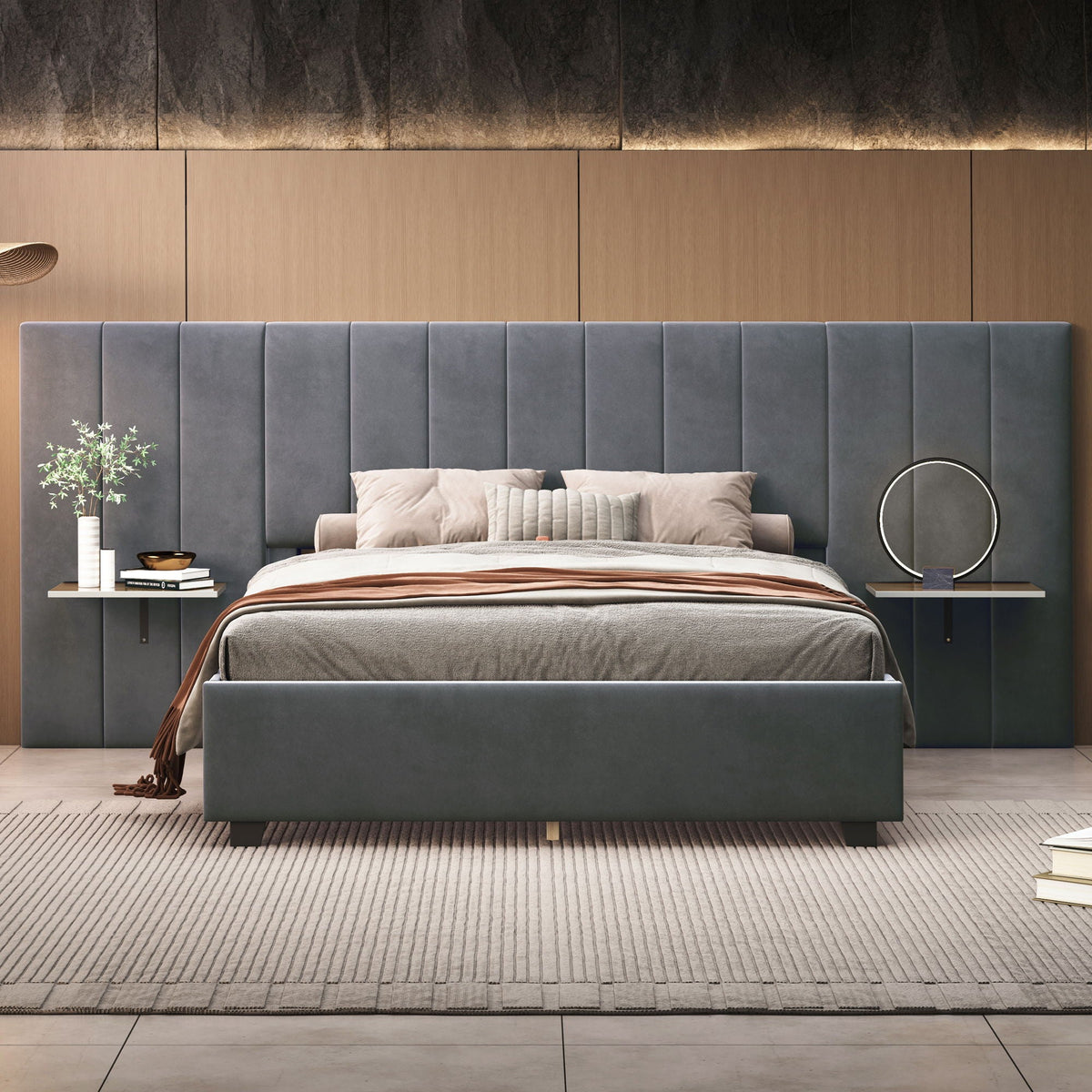 Upholstered Platform Bed With Big Headboard, photo 10 of 14