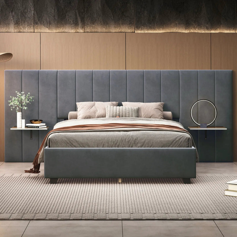 Upholstered Platform Bed With Big Headboard by Unique Piece Furniture