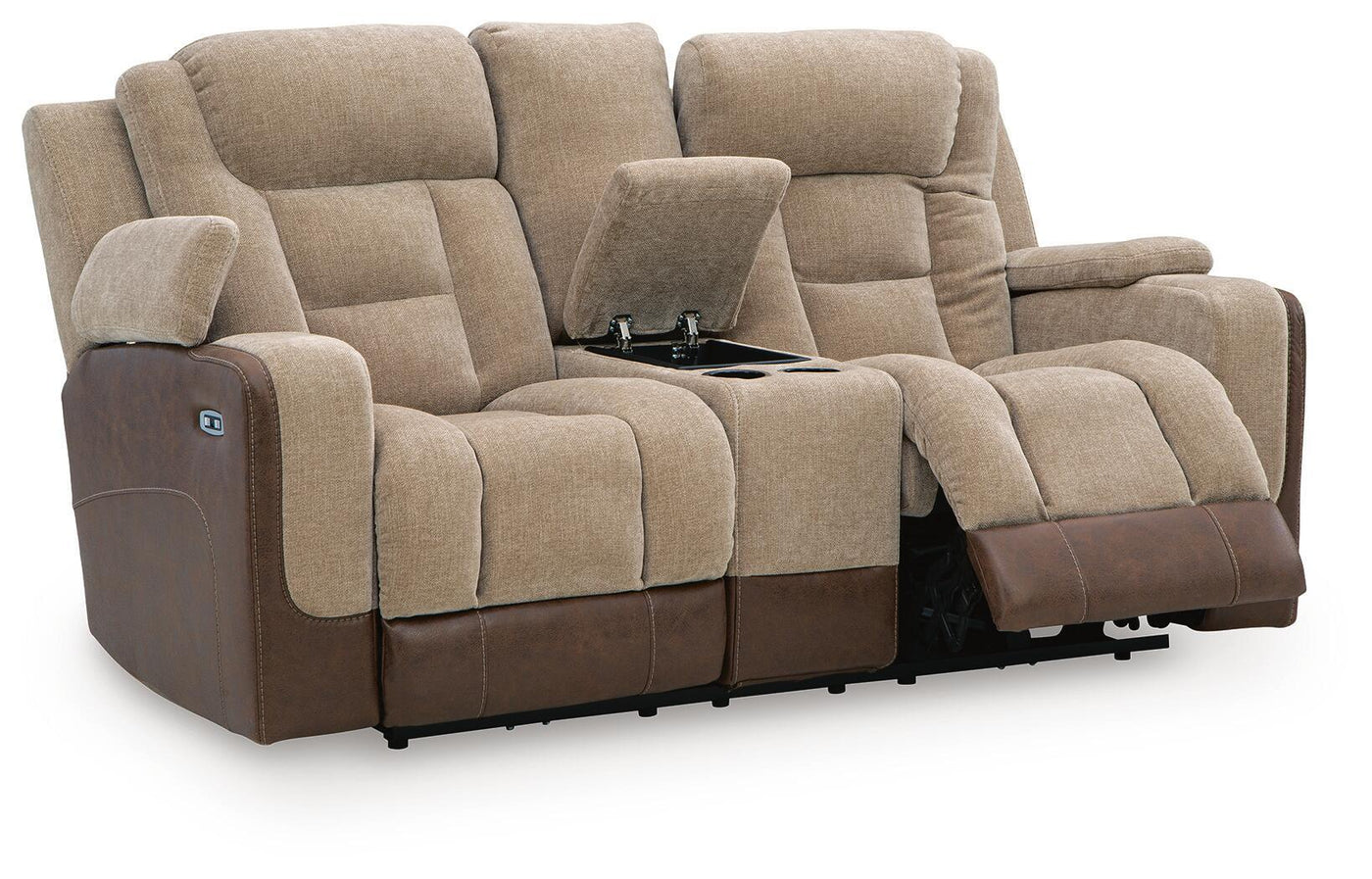 Mixed Motion - Power Reclining Loveseat With Console / Adjustable Headrest by Unique Piece Furniture