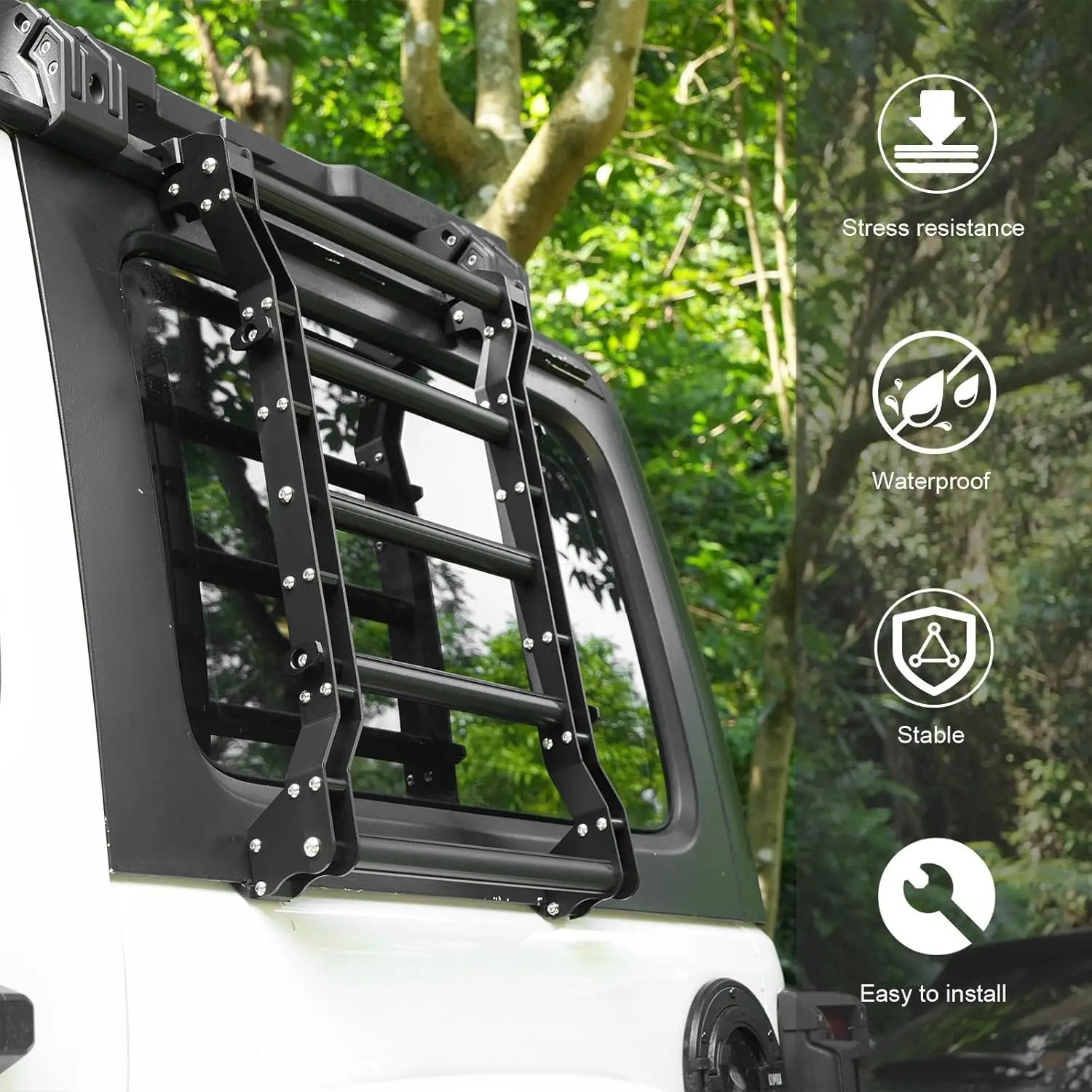Rear Window Ladder for Jeep Wrangler JL JLU (2018-2025) by HouseOfZazla