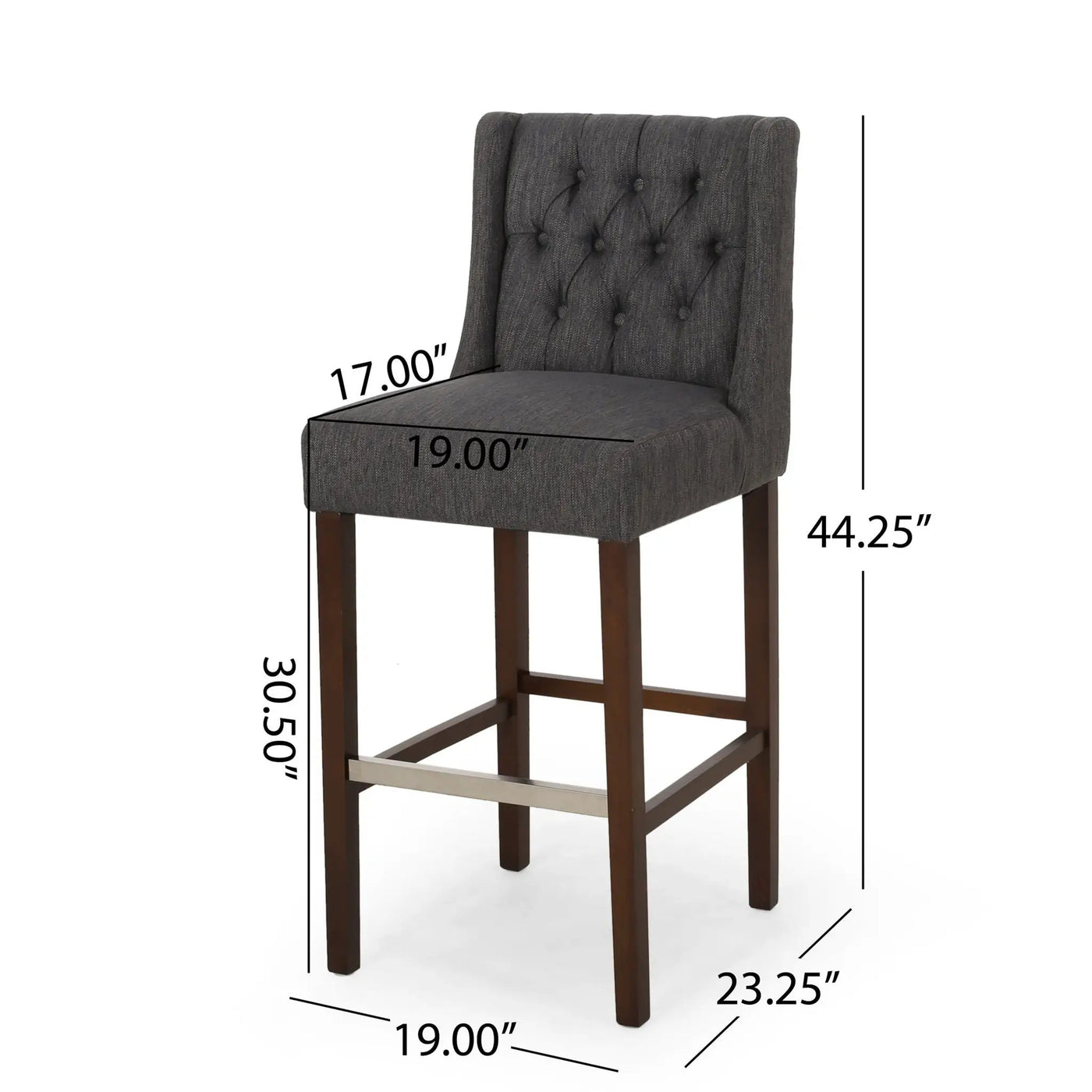 Solstara Upholstered Dining Barstool with Button Tufted and Wing Back by HouseOfZazla