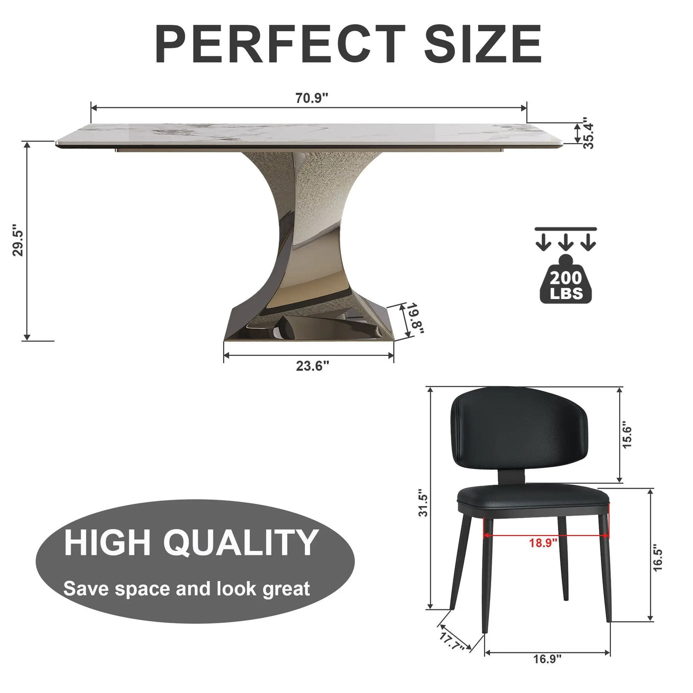 Modern Rectangular Dining Table For 6 With Chairs by HouseOfZazla