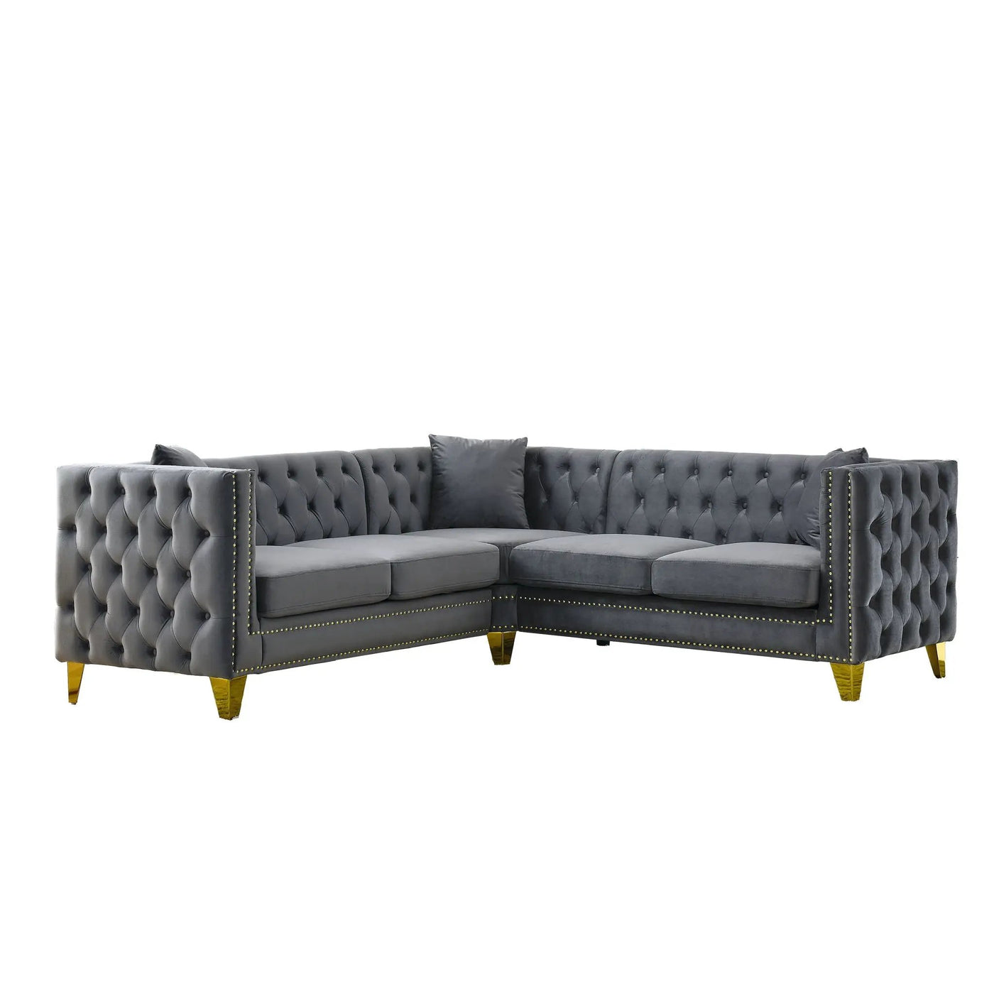 L-Shaped Corner Sofa, 5 Seater Sectional With Tufted Design by HouseOfZazla