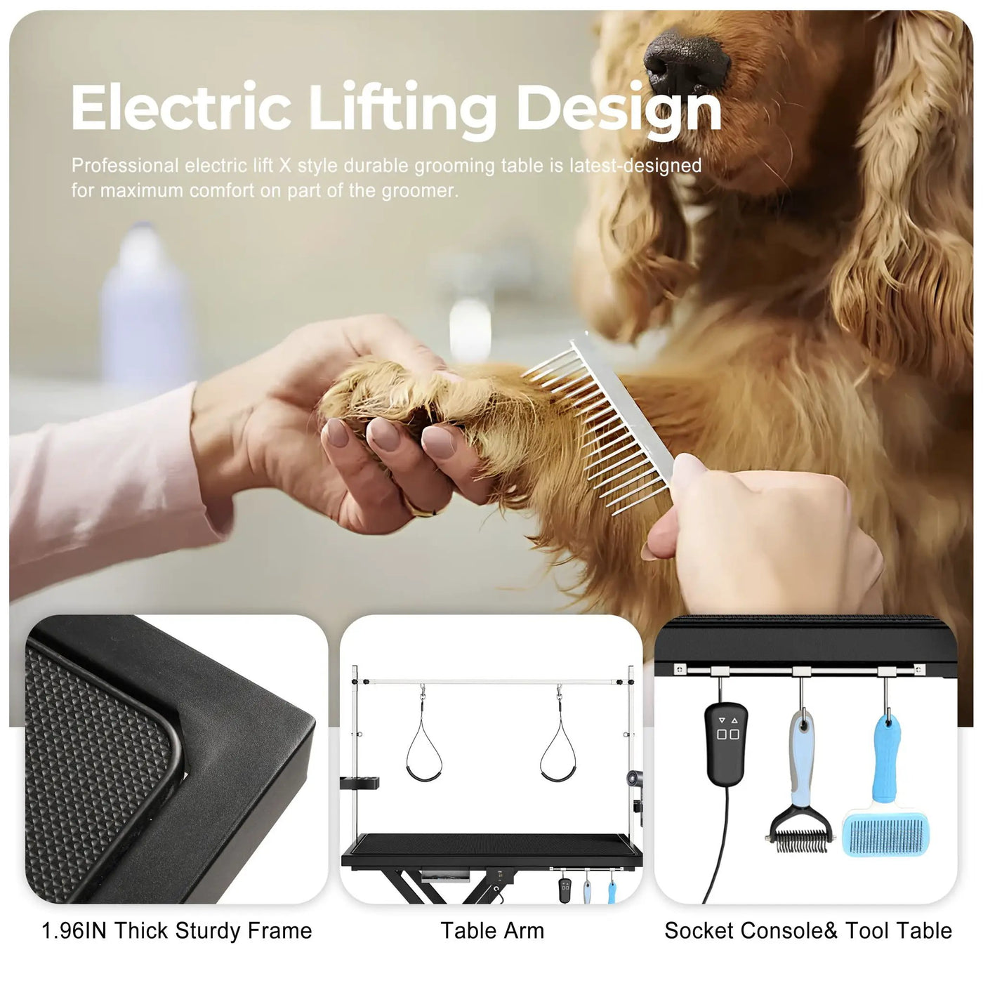 Super Deluxe Electric Pet Grooming Table, Height Adjustable by HouseOfZazla