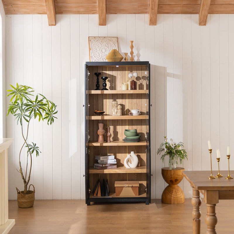 Mid Century Modern Tall Display Cabinet with Glass Doors - Black, photo 11 of 21