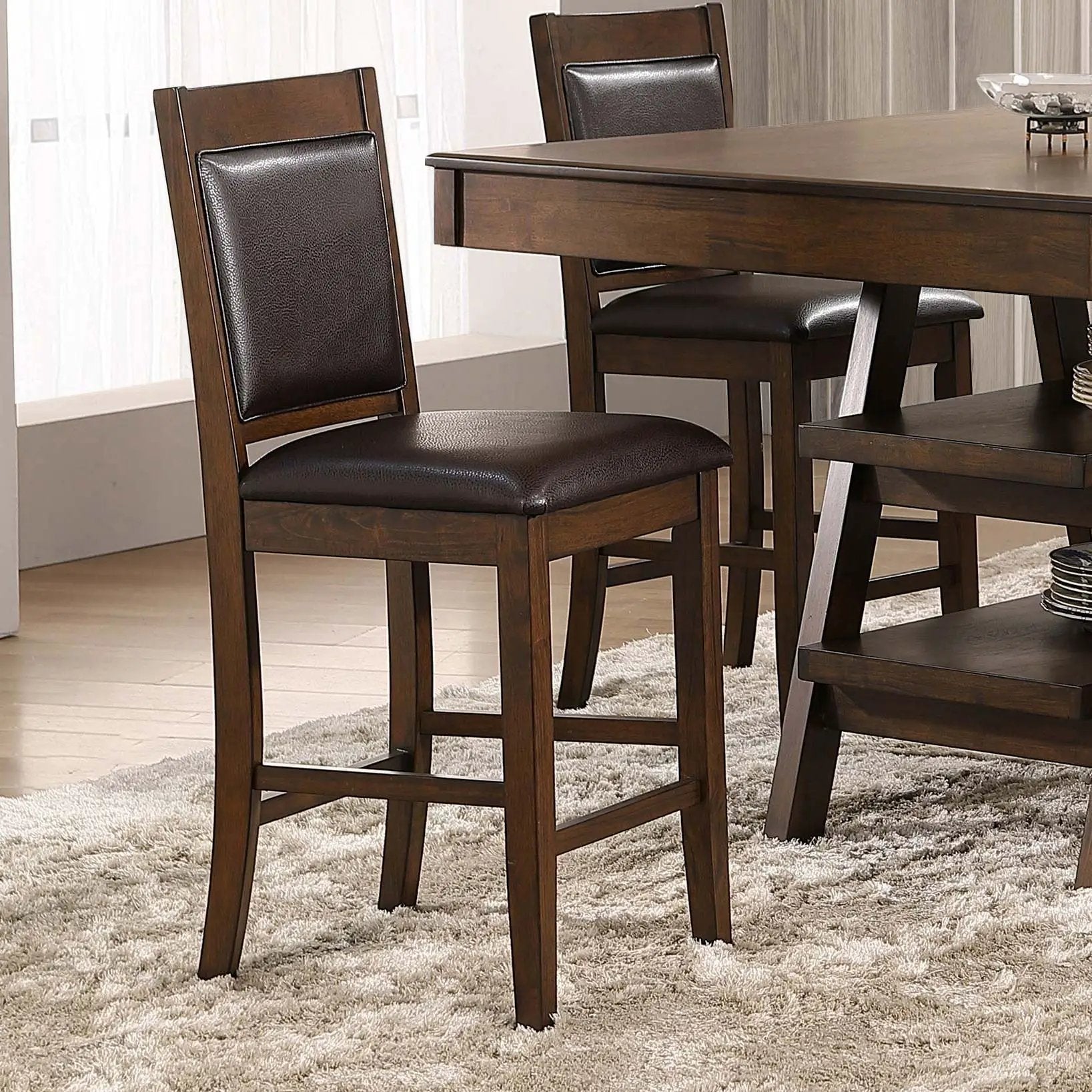 Dewey Upholstered Counter Chair Walnut (Set of 2) by Unique Piece Furniture