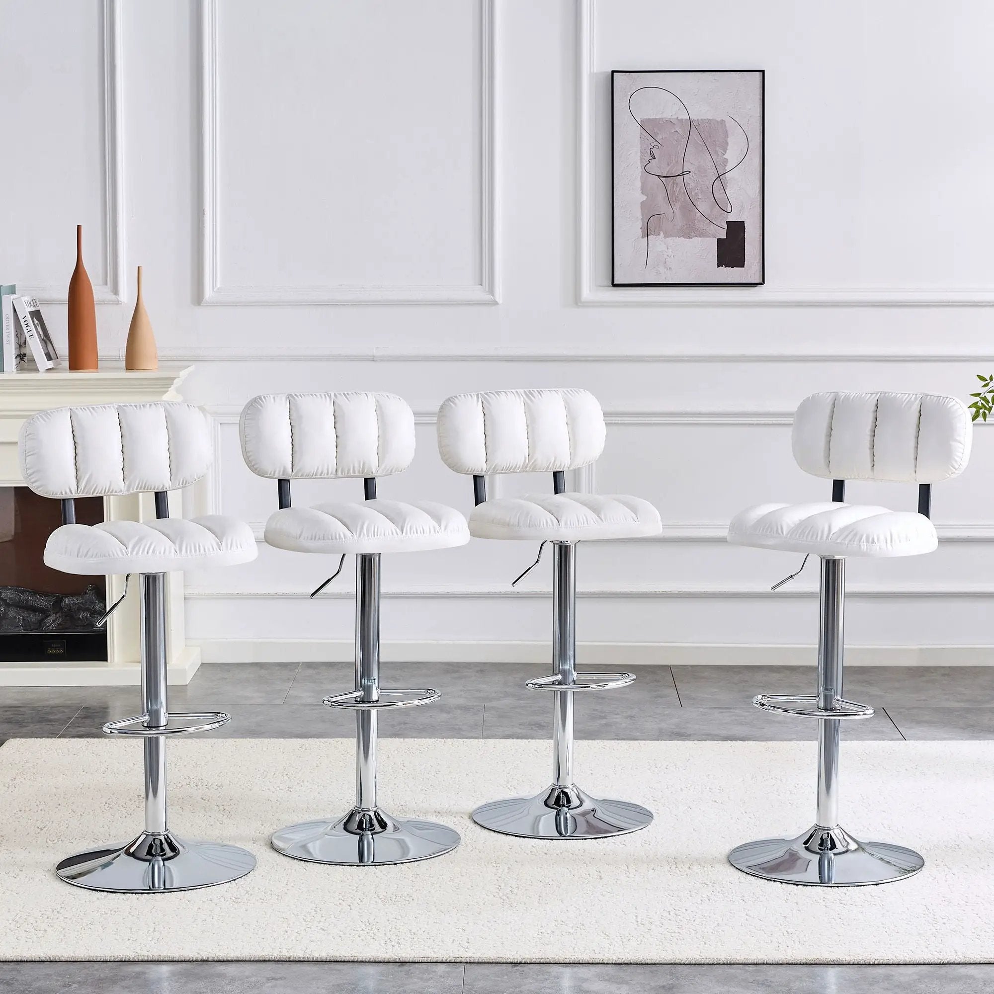 Adjustable Height Bar Stools With Footrest For Kitchen Island (Set of 2) by Unique Piece Furniture